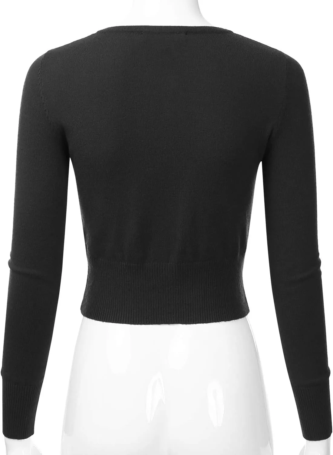 EIMIN Women's Crewneck Button Down Long Sleeve Cropped Cardigan Sweater (S-XL)