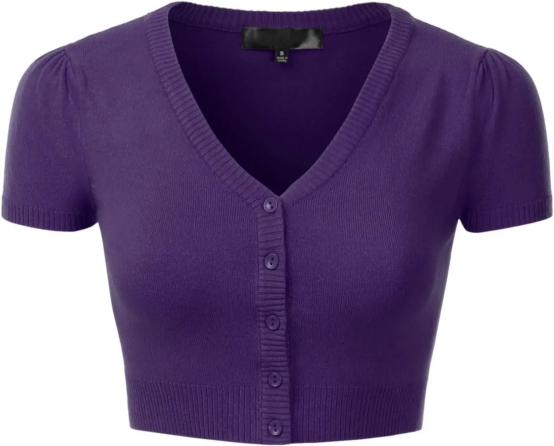 EIMIN Women's Fitted Bolero Shrug Cropped Short Sleeve Cardigan Sweater (S-3X)