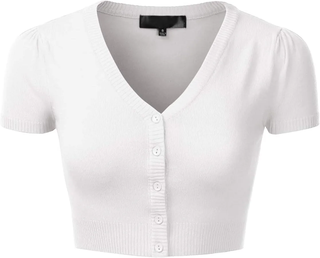 EIMIN Women's Fitted Bolero Shrug Cropped Short Sleeve Cardigan Sweater (S-3X)