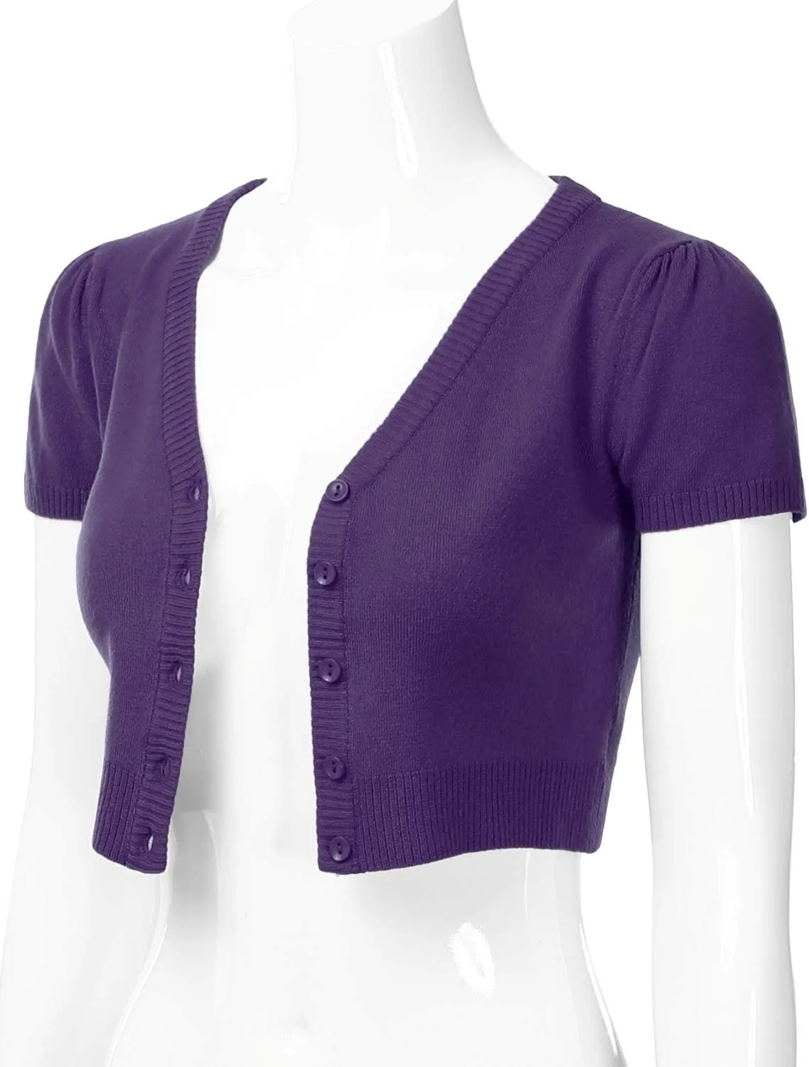 EIMIN Women's Fitted Bolero Shrug Cropped Short Sleeve Cardigan Sweater (S-3X)