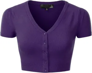 EIMIN Women's Fitted Bolero Shrug Cropped Short Sleeve Cardigan Sweater (S-3X)