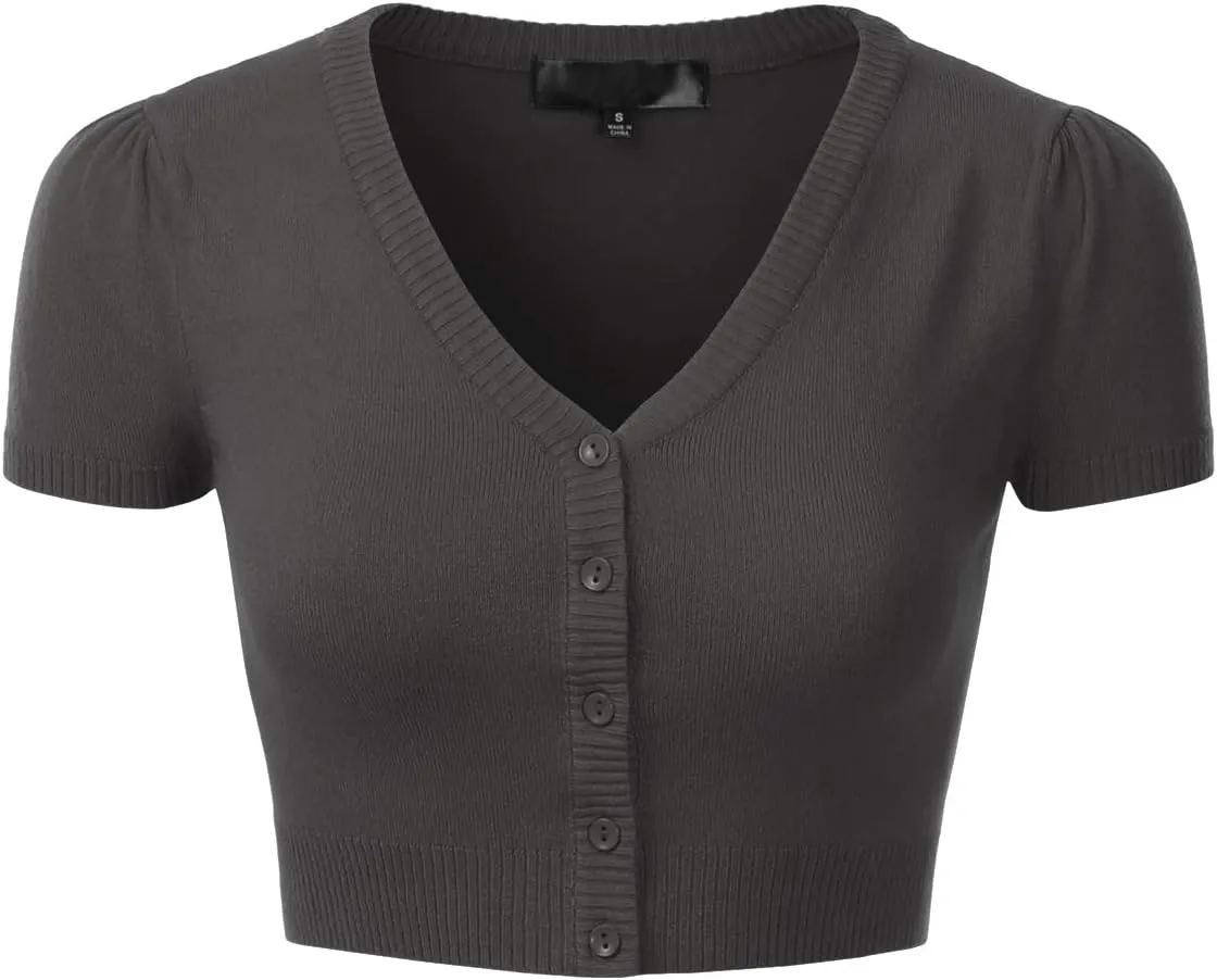 EIMIN Women's Fitted Bolero Shrug Cropped Short Sleeve Cardigan Sweater (S-3X)