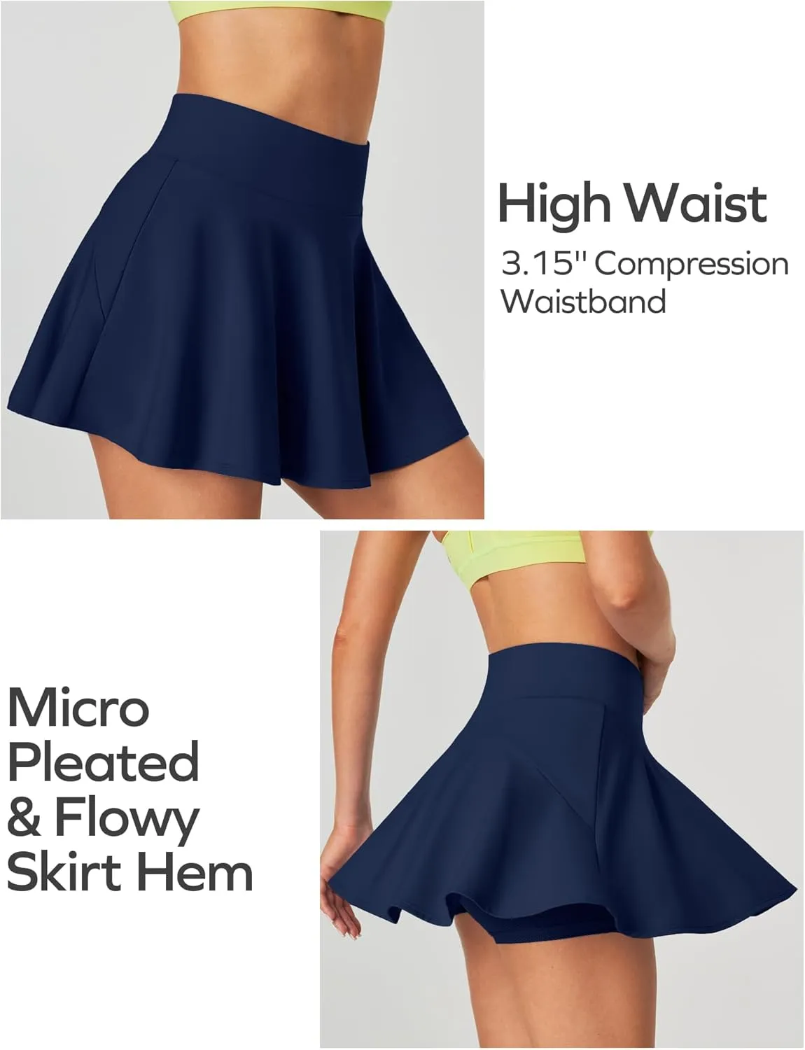 Ewedoos Womens Tennis Skirt with Shorts Underneath Pleated Tennis Skirts for Women Golf Athletic Skorts with Pockets