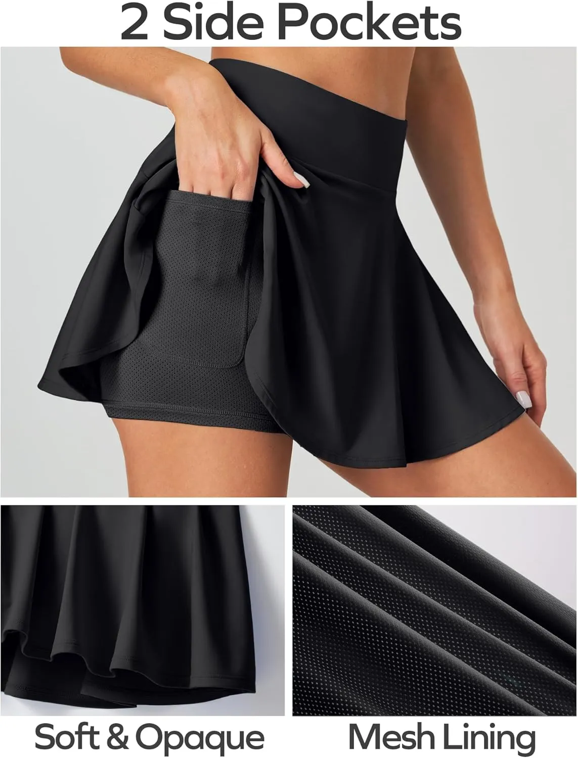 Ewedoos Womens Tennis Skirt with Shorts Underneath Pleated Tennis Skirts for Women Golf Athletic Skorts with Pockets