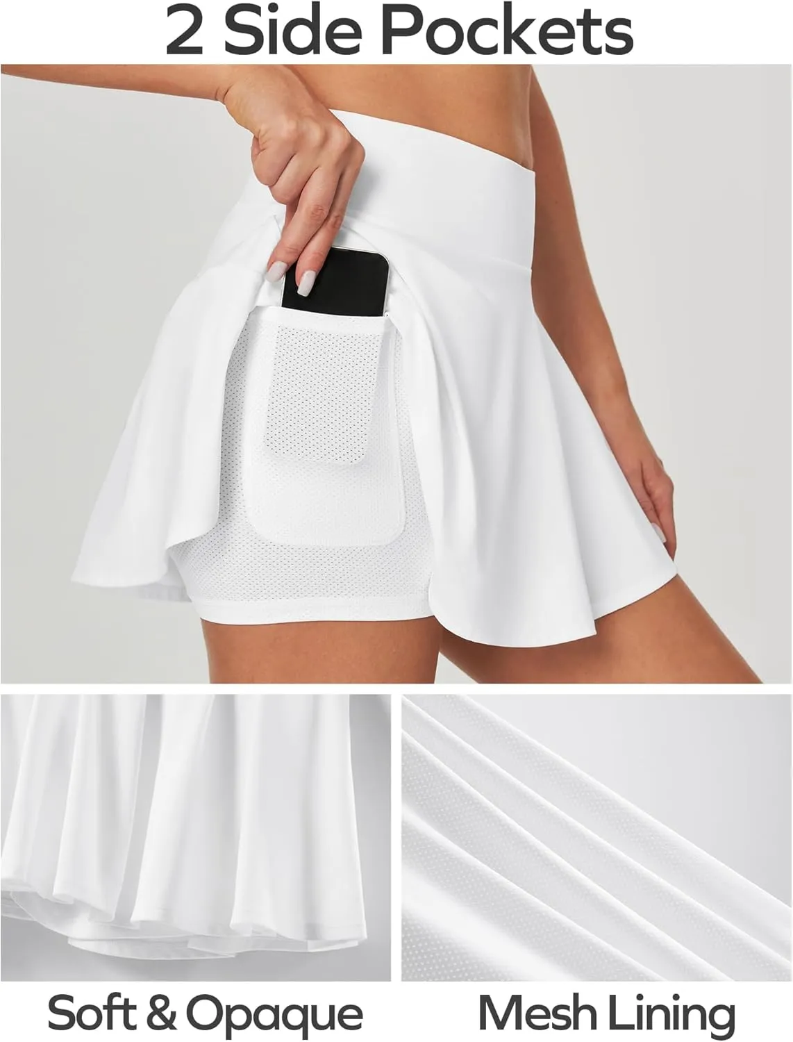 Ewedoos Womens Tennis Skirt with Shorts Underneath Pleated Tennis Skirts for Women Golf Athletic Skorts with Pockets