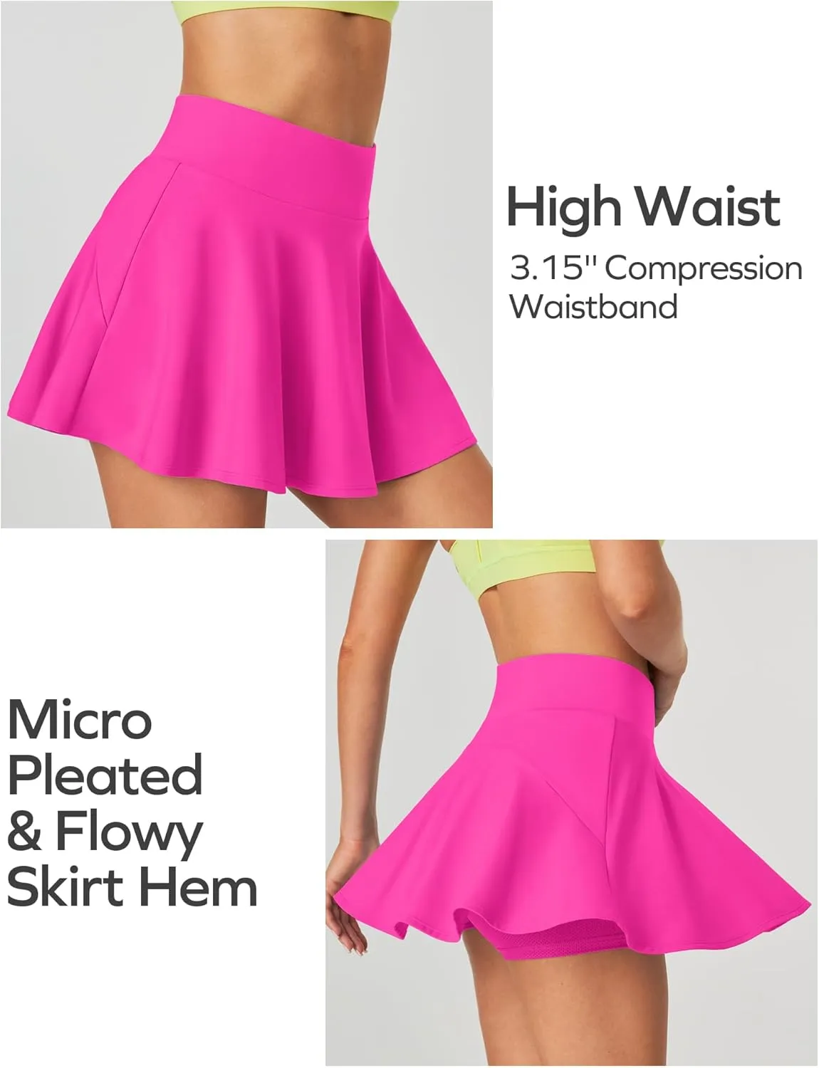 Ewedoos Womens Tennis Skirt with Shorts Underneath Pleated Tennis Skirts for Women Golf Athletic Skorts with Pockets