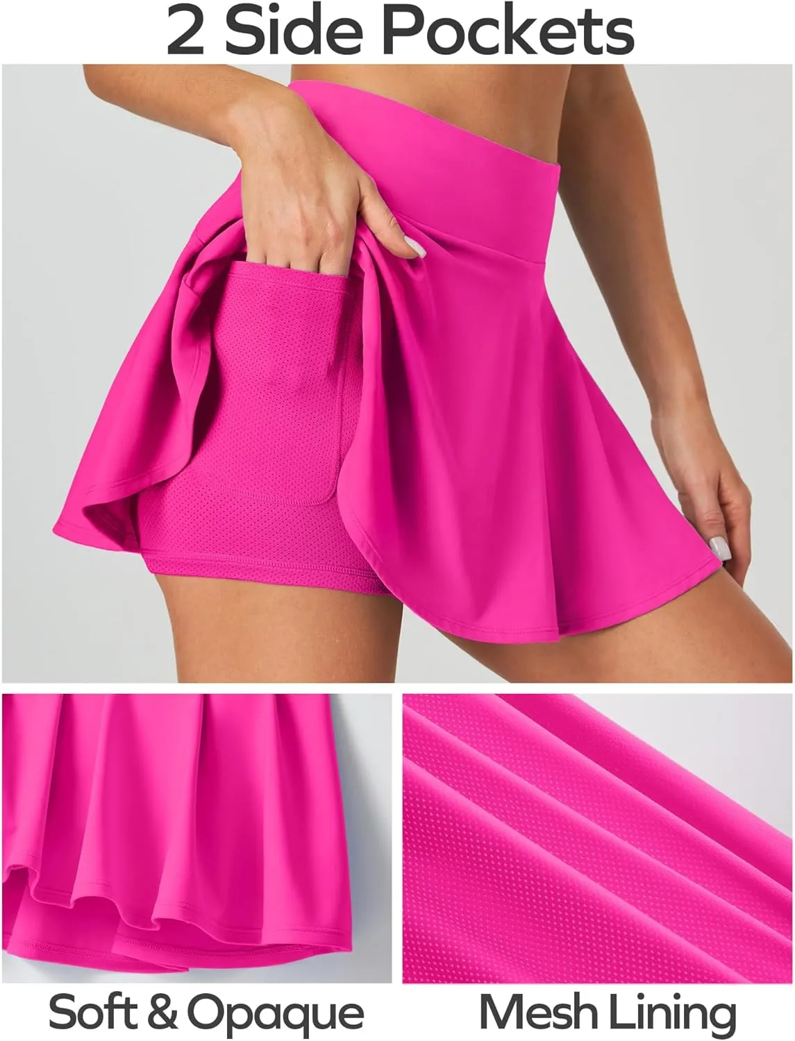 Ewedoos Womens Tennis Skirt with Shorts Underneath Pleated Tennis Skirts for Women Golf Athletic Skorts with Pockets