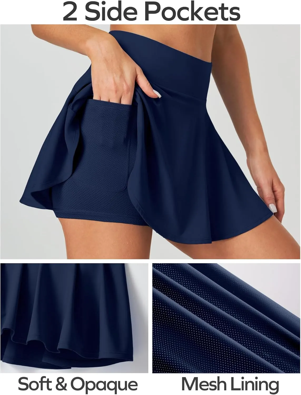 Ewedoos Womens Tennis Skirt with Shorts Underneath Pleated Tennis Skirts for Women Golf Athletic Skorts with Pockets
