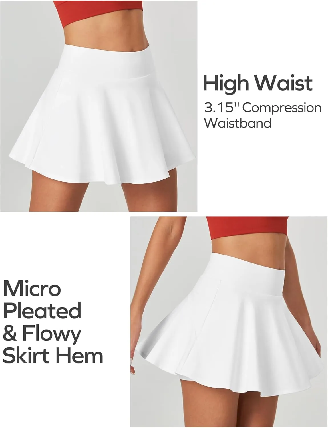 Ewedoos Womens Tennis Skirt with Shorts Underneath Pleated Tennis Skirts for Women Golf Athletic Skorts with Pockets