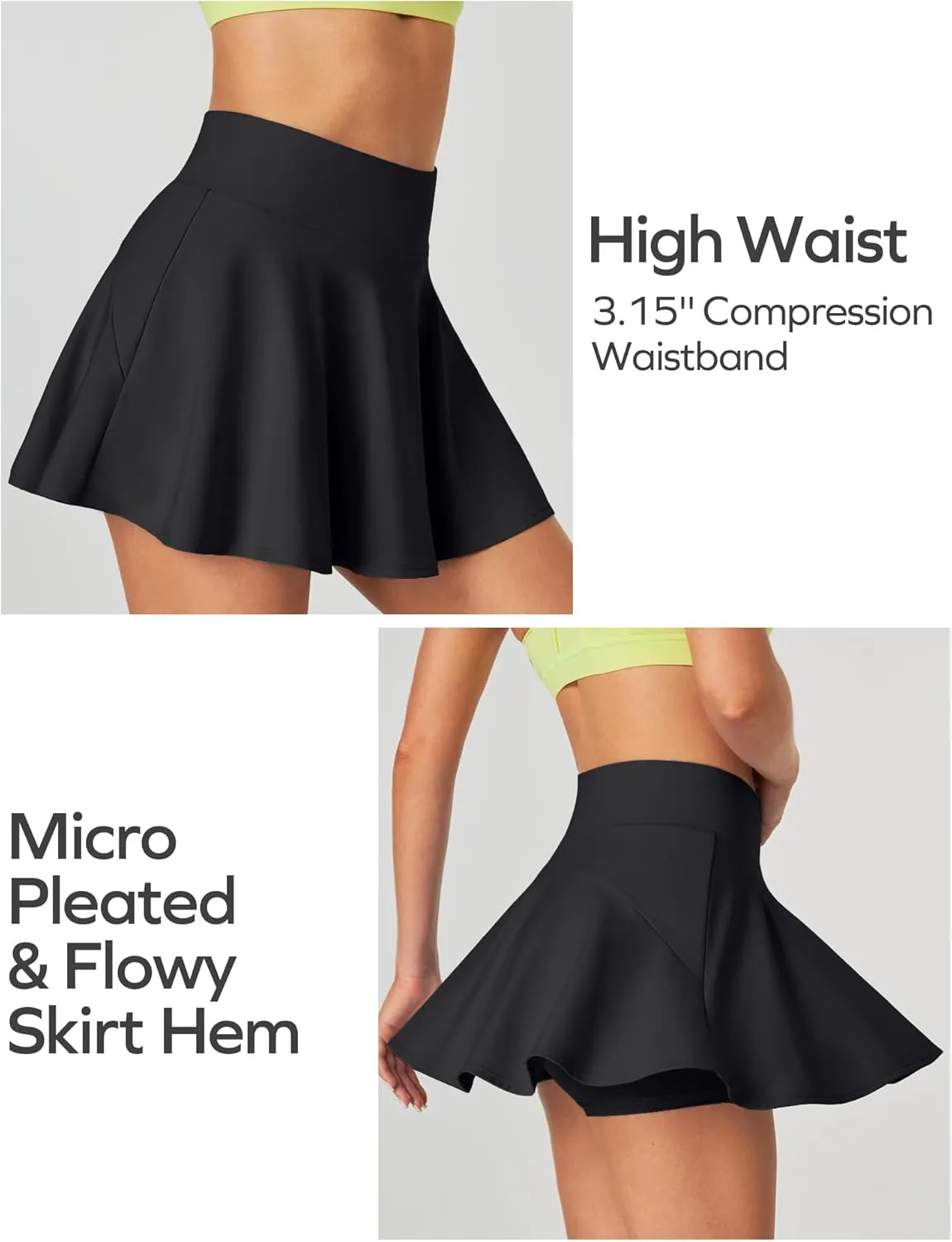 Ewedoos Womens Tennis Skirt with Shorts Underneath Pleated Tennis Skirts for Women Golf Athletic Skorts with Pockets