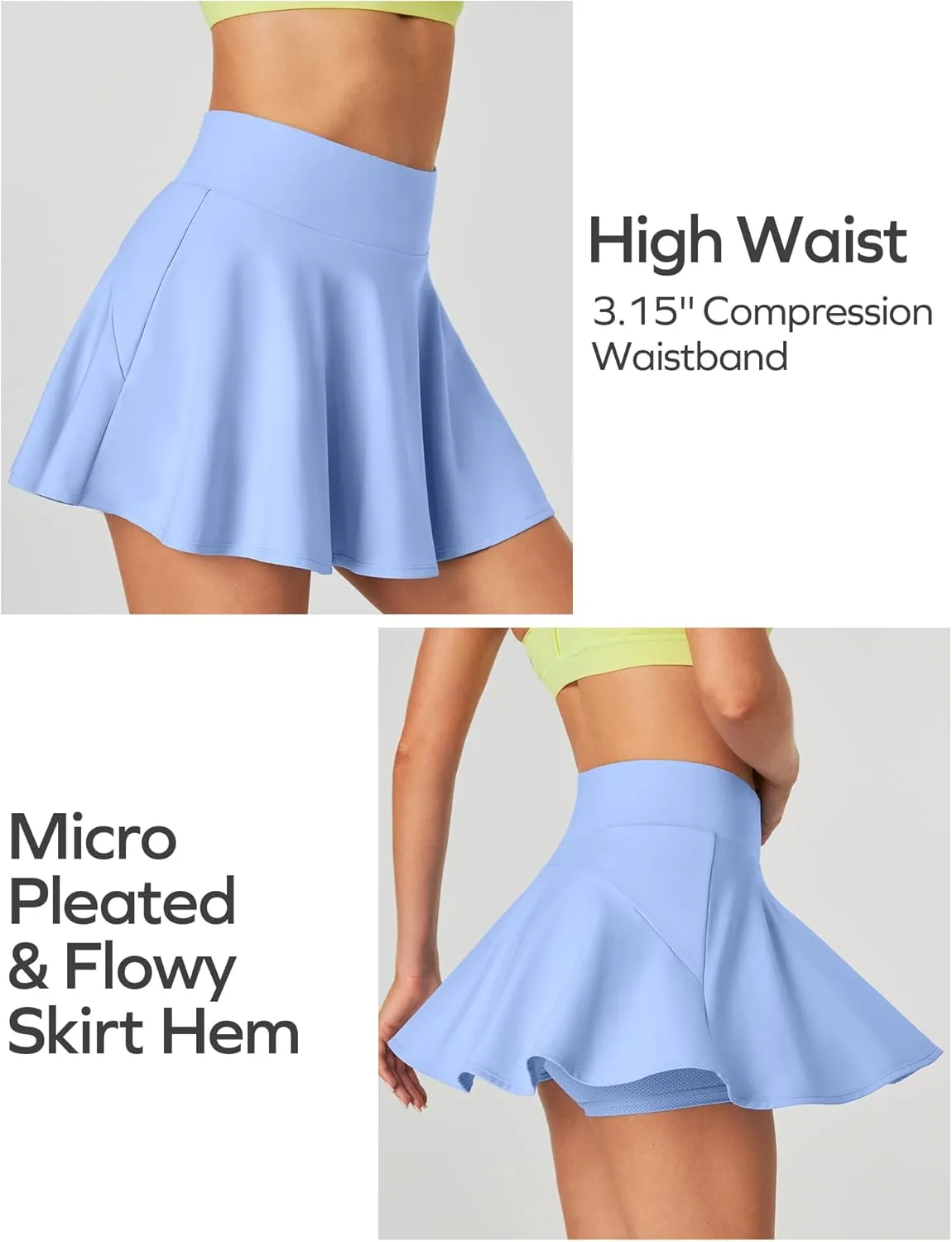 Ewedoos Womens Tennis Skirt with Shorts Underneath Pleated Tennis Skirts for Women Golf Athletic Skorts with Pockets