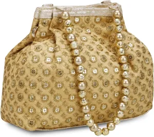 Fantastic Satin Indian Ethnic Potli Bag with Handicraft work