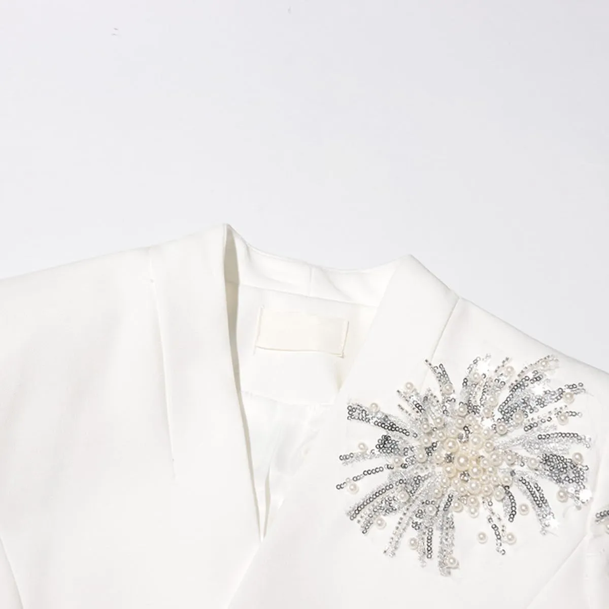 Fashion Studded Women's Suit Blazer Crystal Floral Nail Embellishments Long Sleeve Blazer Jacket
