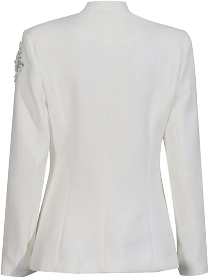 Fashion Studded Women's Suit Blazer Crystal Floral Nail Embellishments Long Sleeve Blazer Jacket
