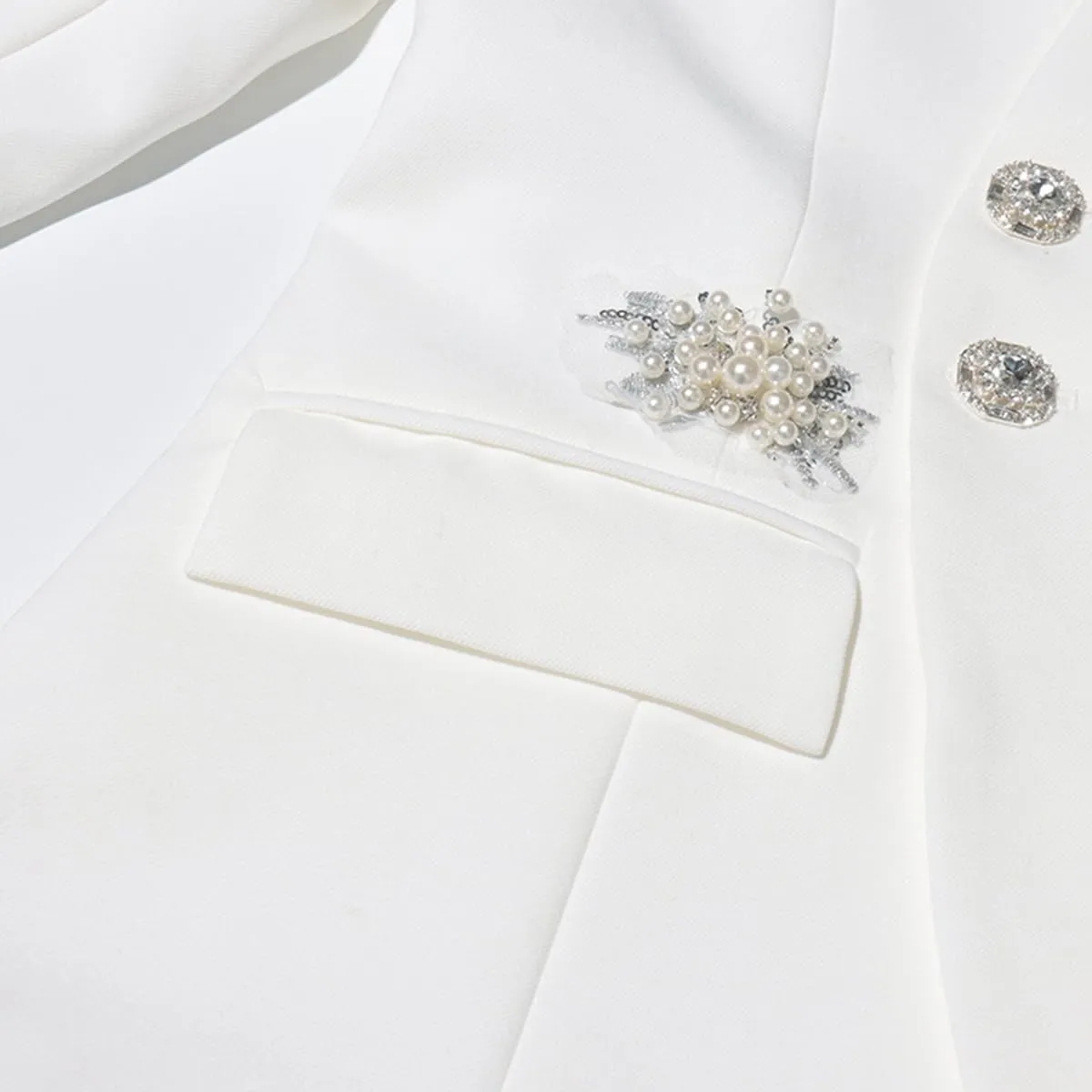 Fashion Studded Women's Suit Blazer Crystal Floral Nail Embellishments Long Sleeve Blazer Jacket