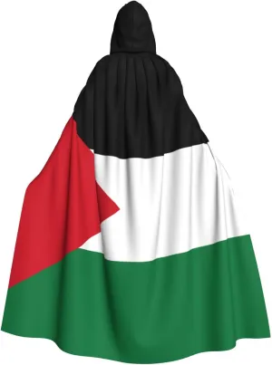 Flag of the State of Palestine Picture aldult Cosplay Poncho Hooded Cloak for men and women Halloween Party