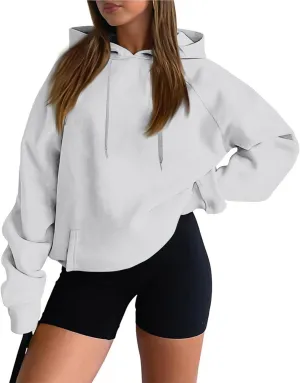 Fleece Hoodies for Women Baggy Lightweight Oversized Y2K Hoodie Comfy Casual Cotton Cute Sweatshirt Pullover w/Pocket