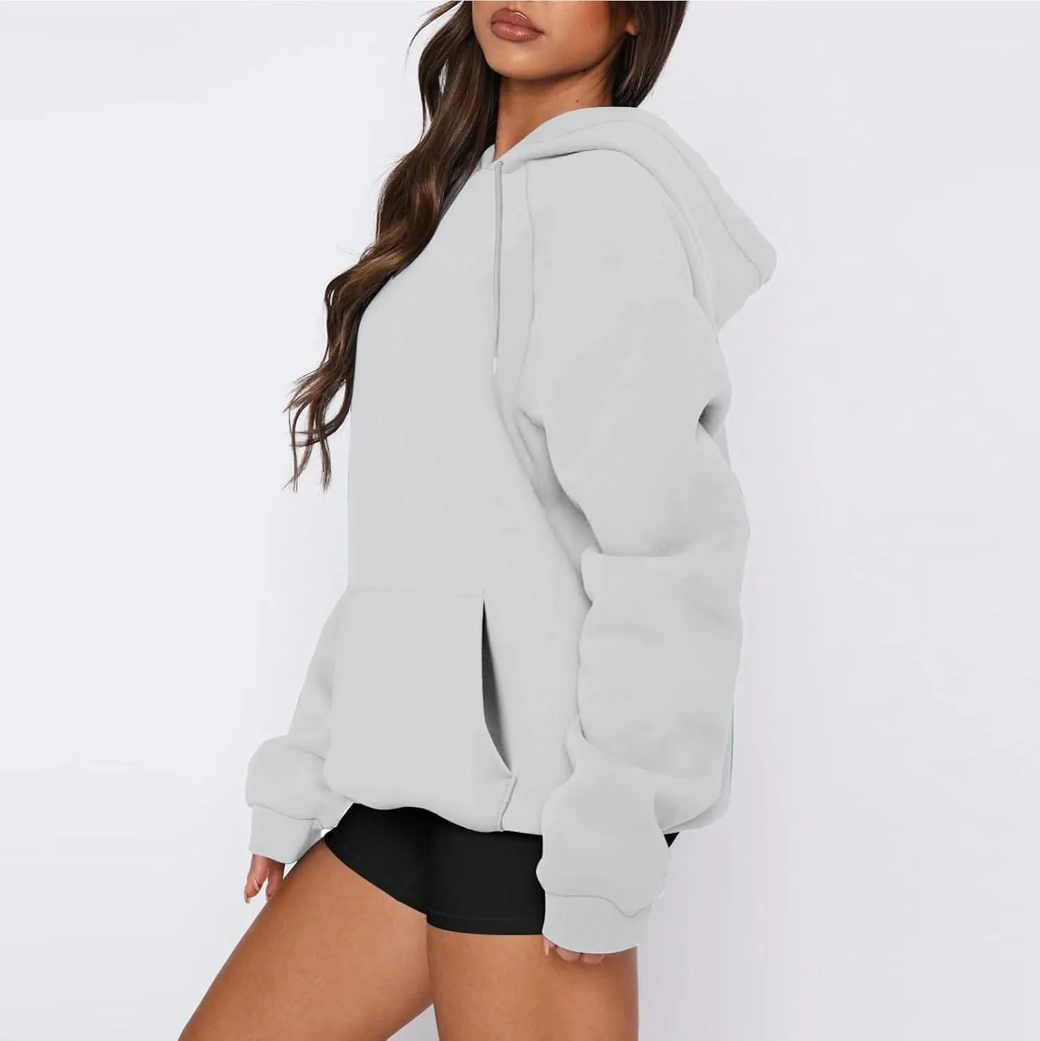 Fleece Hoodies for Women Baggy Lightweight Oversized Y2K Hoodie Comfy Casual Cotton Cute Sweatshirt Pullover w/Pocket