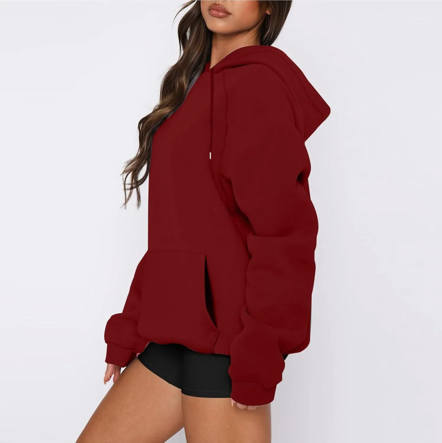 Fleece Hoodies for Women Baggy Lightweight Oversized Y2K Hoodie Comfy Casual Cotton Cute Sweatshirt Pullover w/Pocket