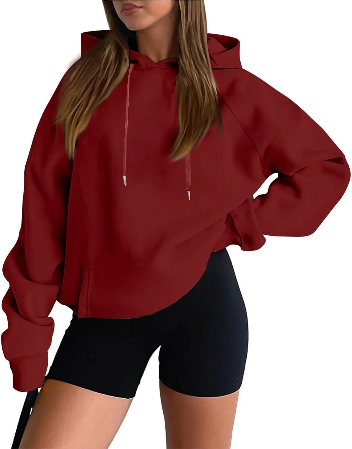Fleece Hoodies for Women Baggy Lightweight Oversized Y2K Hoodie Comfy Casual Cotton Cute Sweatshirt Pullover w/Pocket