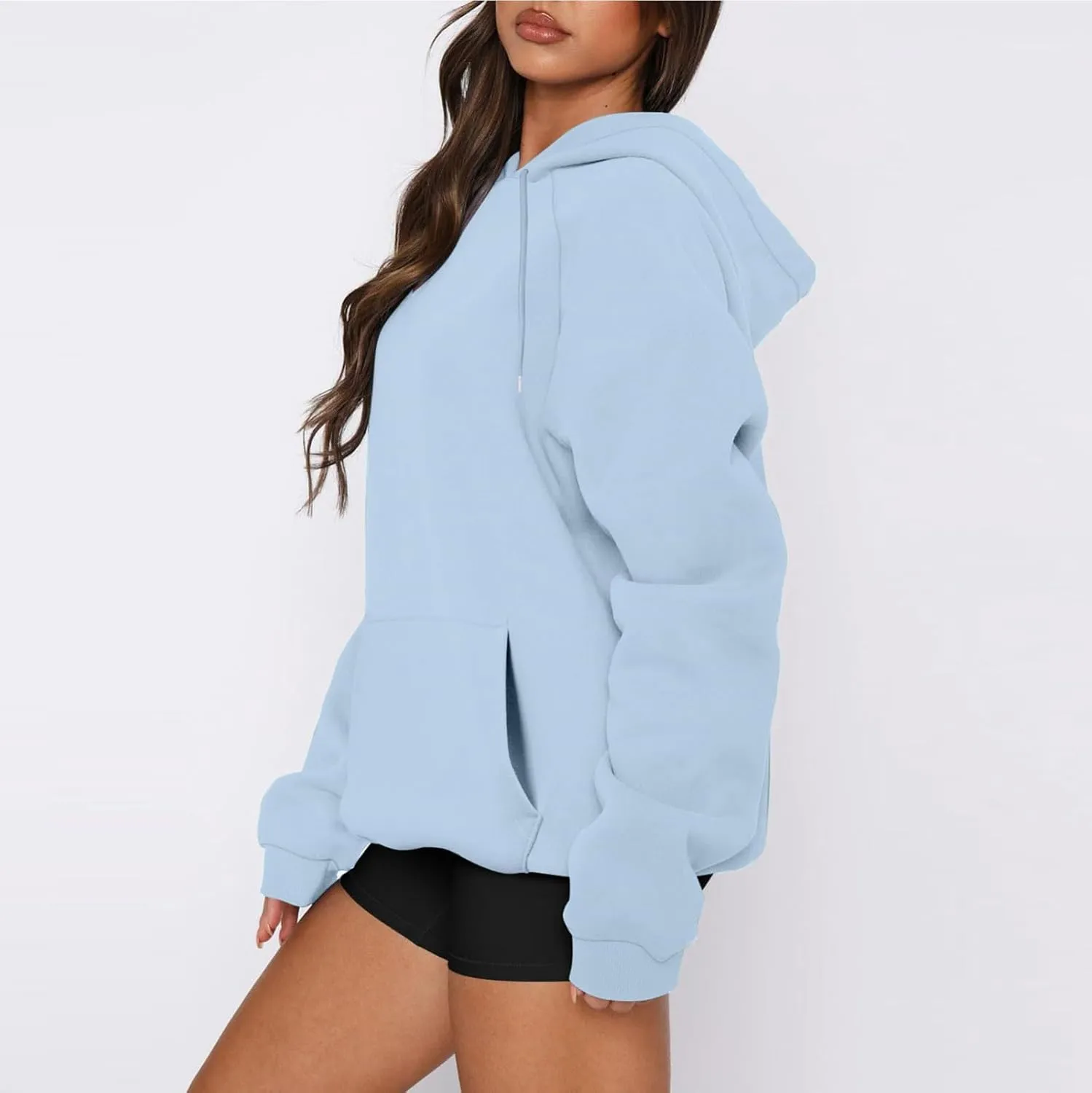 Fleece Hoodies for Women Baggy Lightweight Oversized Y2K Hoodie Comfy Casual Cotton Cute Sweatshirt Pullover w/Pocket