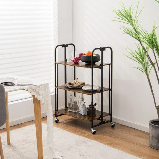 Foldable Rolling Cart with Storage Shelves for Kitchen-3-Tier