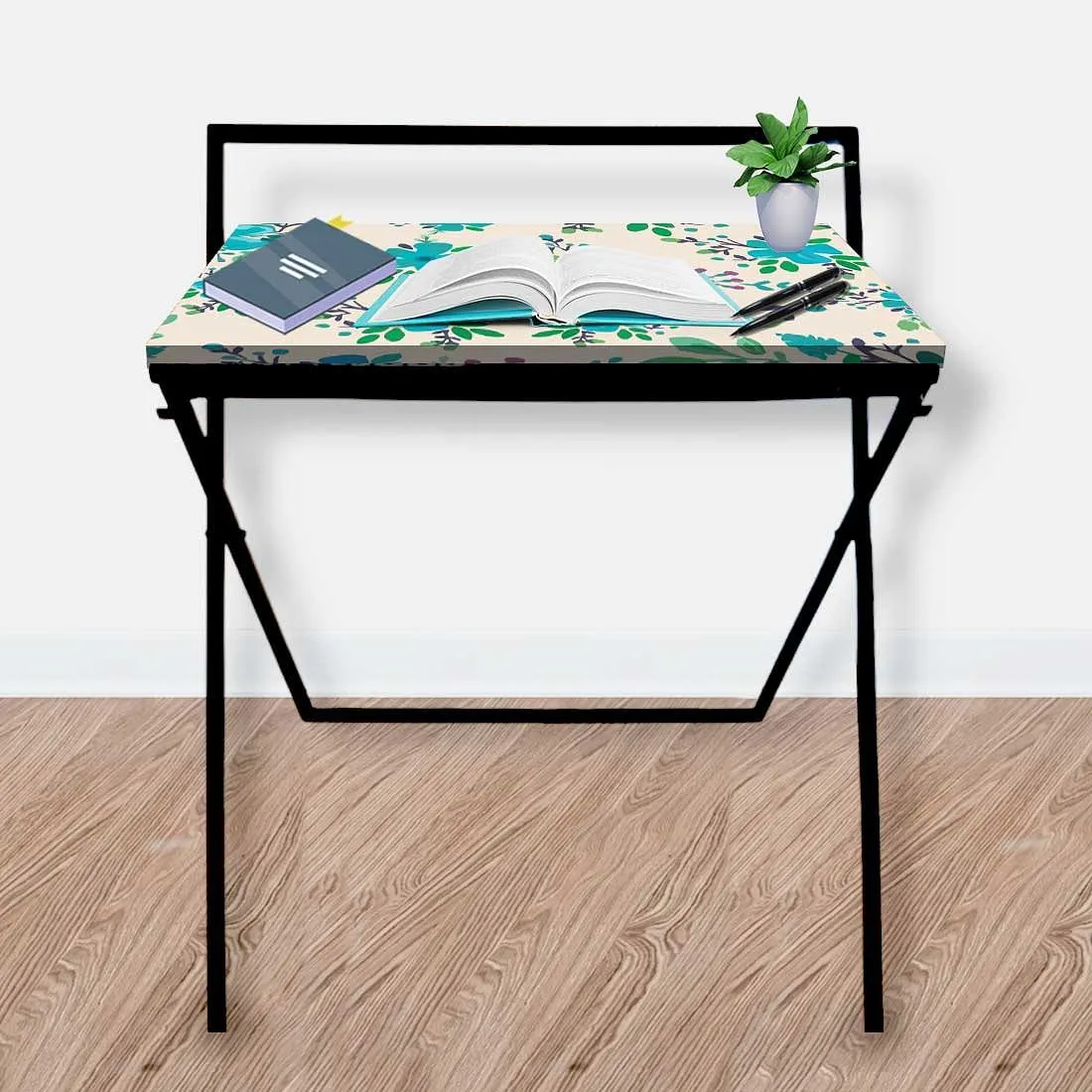 Foldable Small Study Desk Laptop Work Table for Home Bedroom-Floral