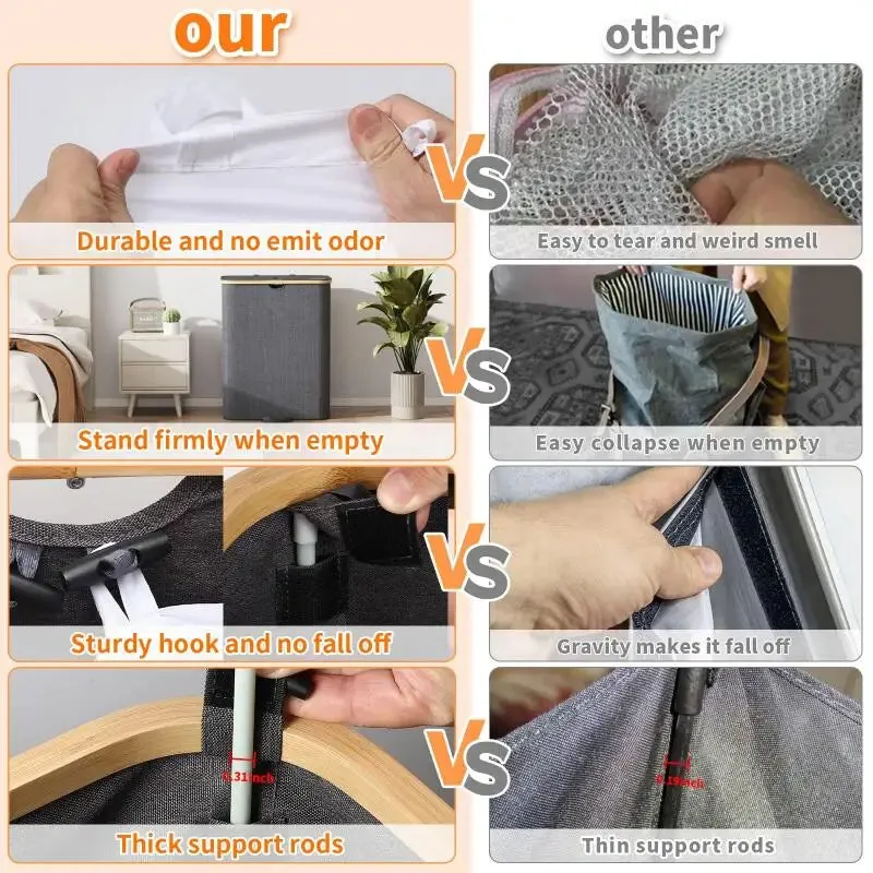 Foldable with lid, detachable double compartment, large capacity Oxford canvas dirty clothes basket storage box