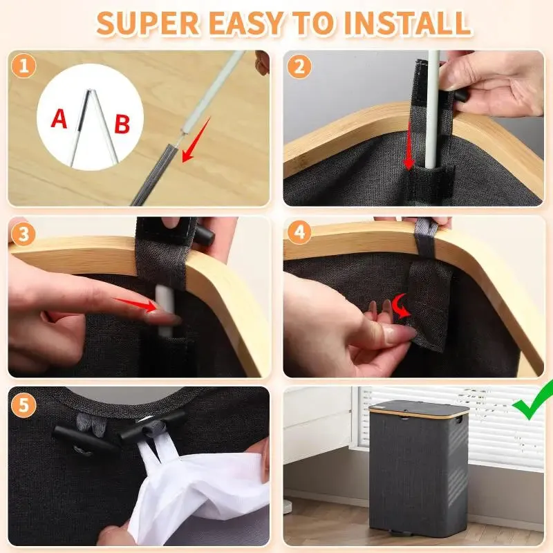 Foldable with lid, detachable double compartment, large capacity Oxford canvas dirty clothes basket storage box