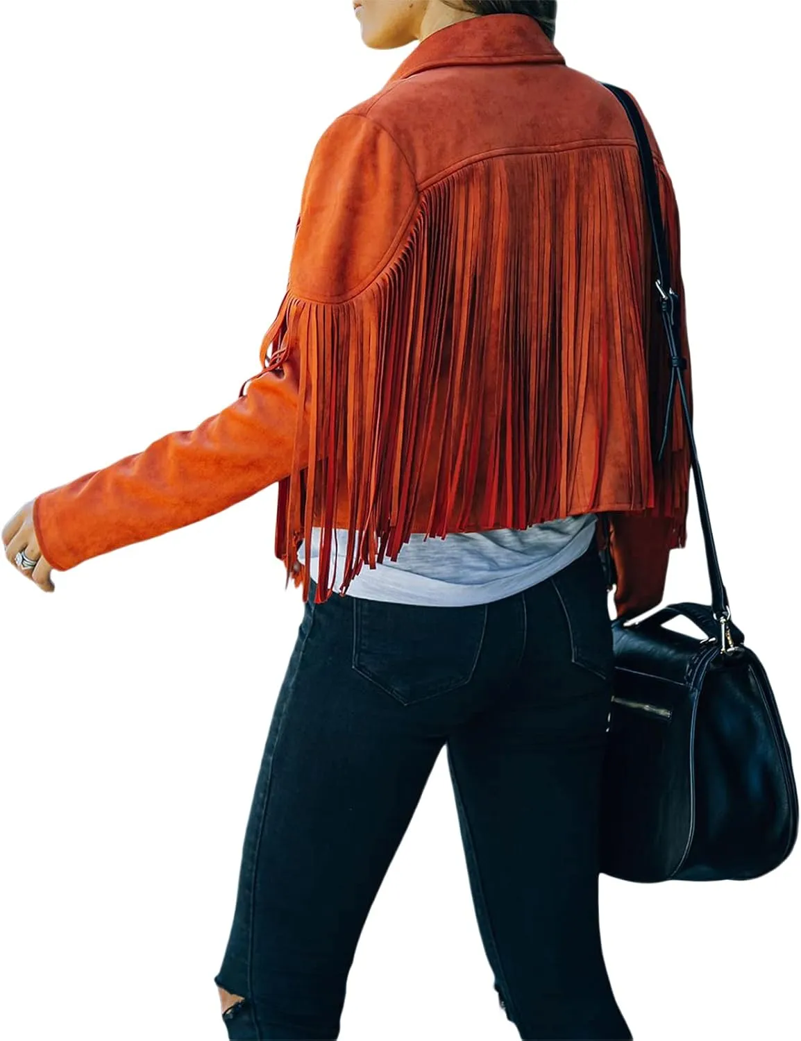 Fringe Jacket Women Long Sleeve Vintage Coats Open-Front Tassel Cardigan Casual Outerwear