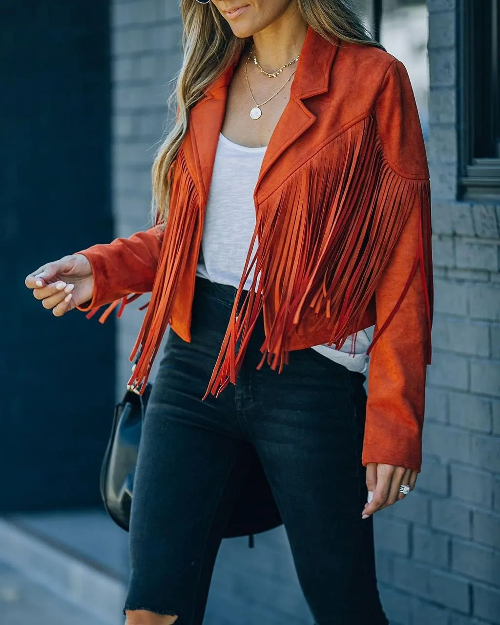 Fringe Jacket Women Long Sleeve Vintage Coats Open-Front Tassel Cardigan Casual Outerwear