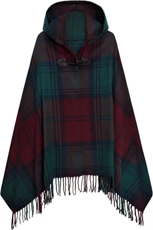 futurino Women's Bohemian Aztec Print Blanket Poncho Hoodie Cape Shawl with Tassels