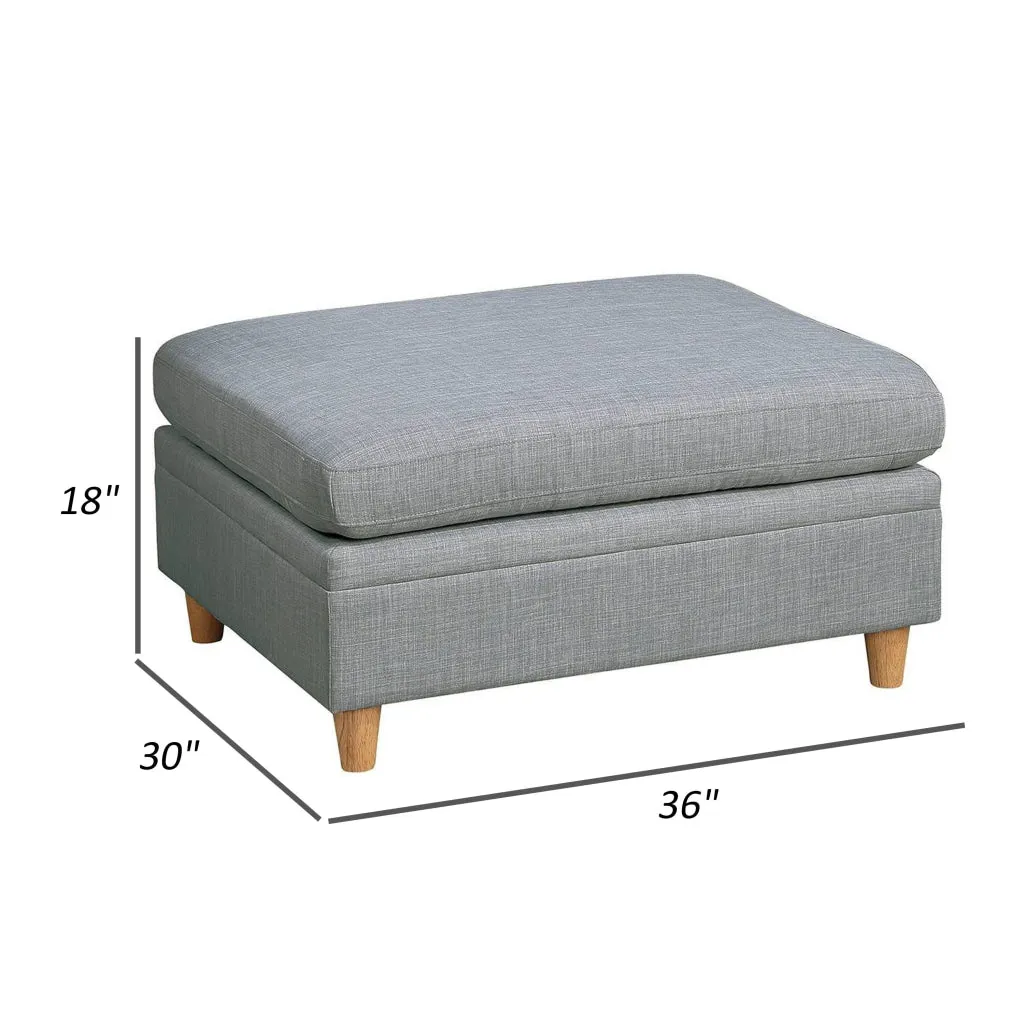 Gimy 37 Inch Ottoman, Cushioned Seat, Gray Dorris Upholstery, Solid Wood By Casagear Home