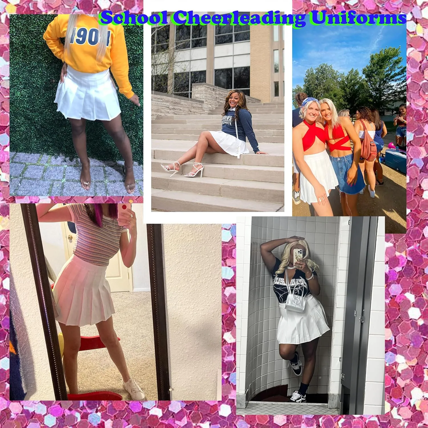 Girstunm Women's Pleated Skirt Mini Skater Basic Skirts High Waist School Girls Uniform Short Cheerleader Skirt