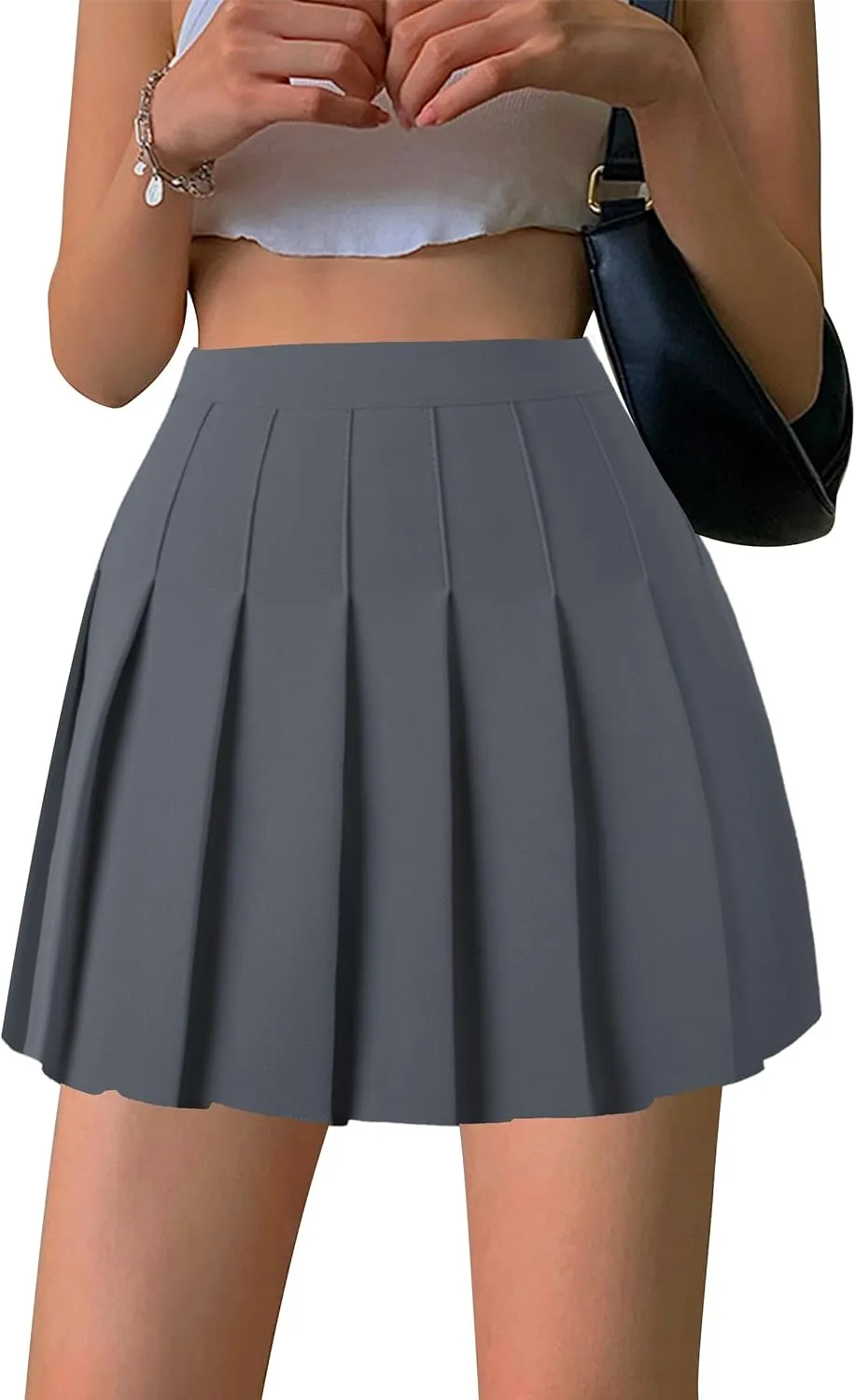 Girstunm Women's Pleated Skirt Mini Skater Basic Skirts High Waist School Girls Uniform Short Cheerleader Skirt