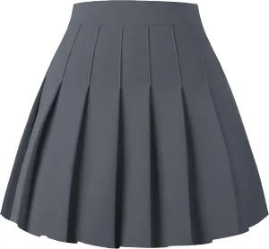 Girstunm Women's Pleated Skirt Mini Skater Basic Skirts High Waist School Girls Uniform Short Cheerleader Skirt