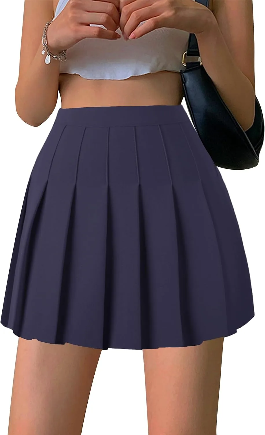 Girstunm Women's Pleated Skirt Mini Skater Basic Skirts High Waist School Girls Uniform Short Cheerleader Skirt