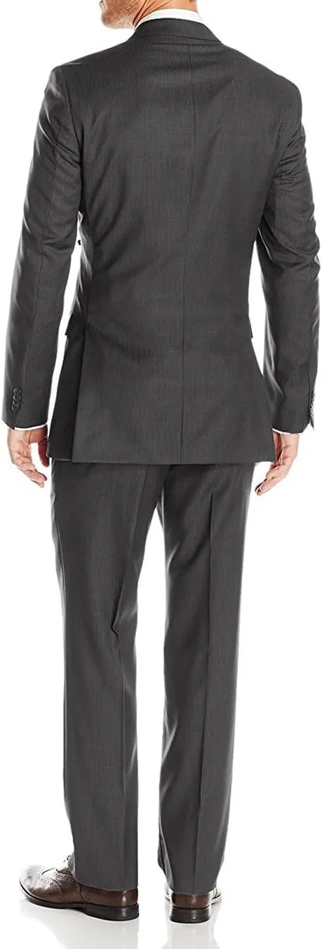 GN Luciano Men's Two Button Pinstripe Modern Fit Suit 2 Piece Jacket Pant