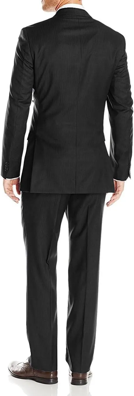 GN Luciano Men's Two Button Pinstripe Modern Fit Suit 2 Piece Jacket Pant