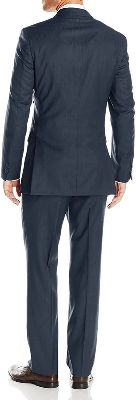 GN Luciano Men's Two Button Pinstripe Modern Fit Suit 2 Piece Jacket Pant