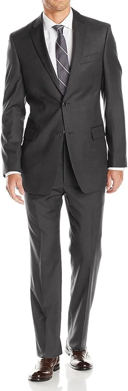 GN Luciano Men's Two Button Pinstripe Modern Fit Suit 2 Piece Jacket Pant