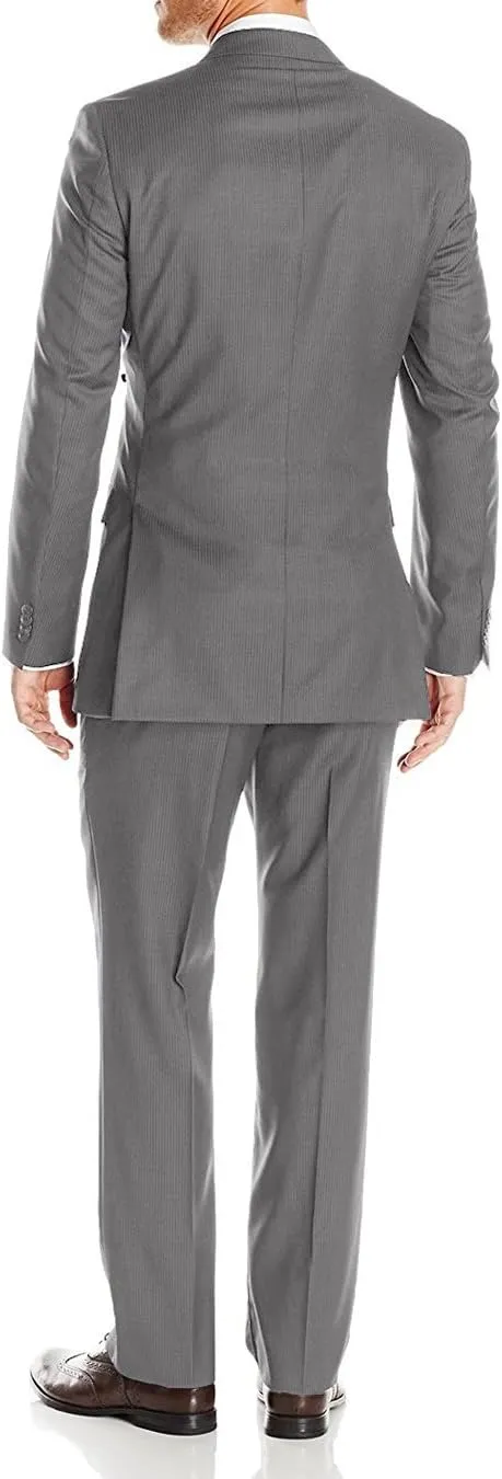GN Luciano Men's Two Button Pinstripe Modern Fit Suit 2 Piece Jacket Pant