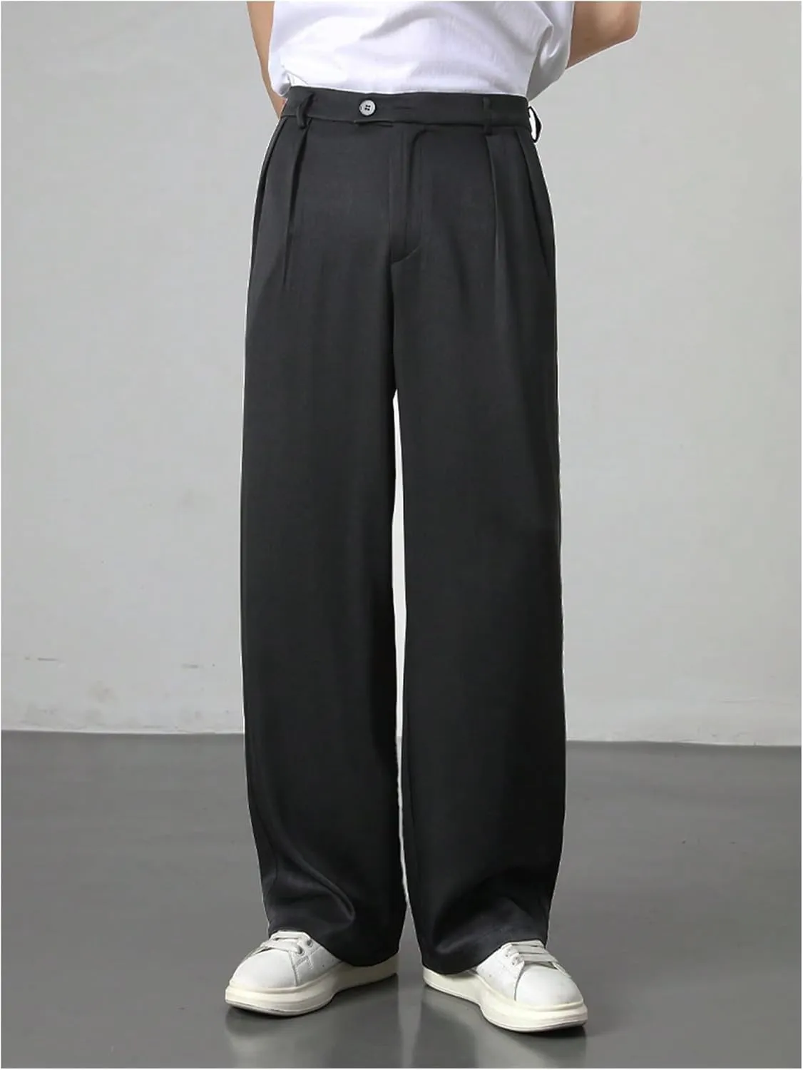 GORGLITTER Men's Baggy Wide Leg Dress Pant Straight Leg Suit Pant Lightweight Modern Fit Business Trousers