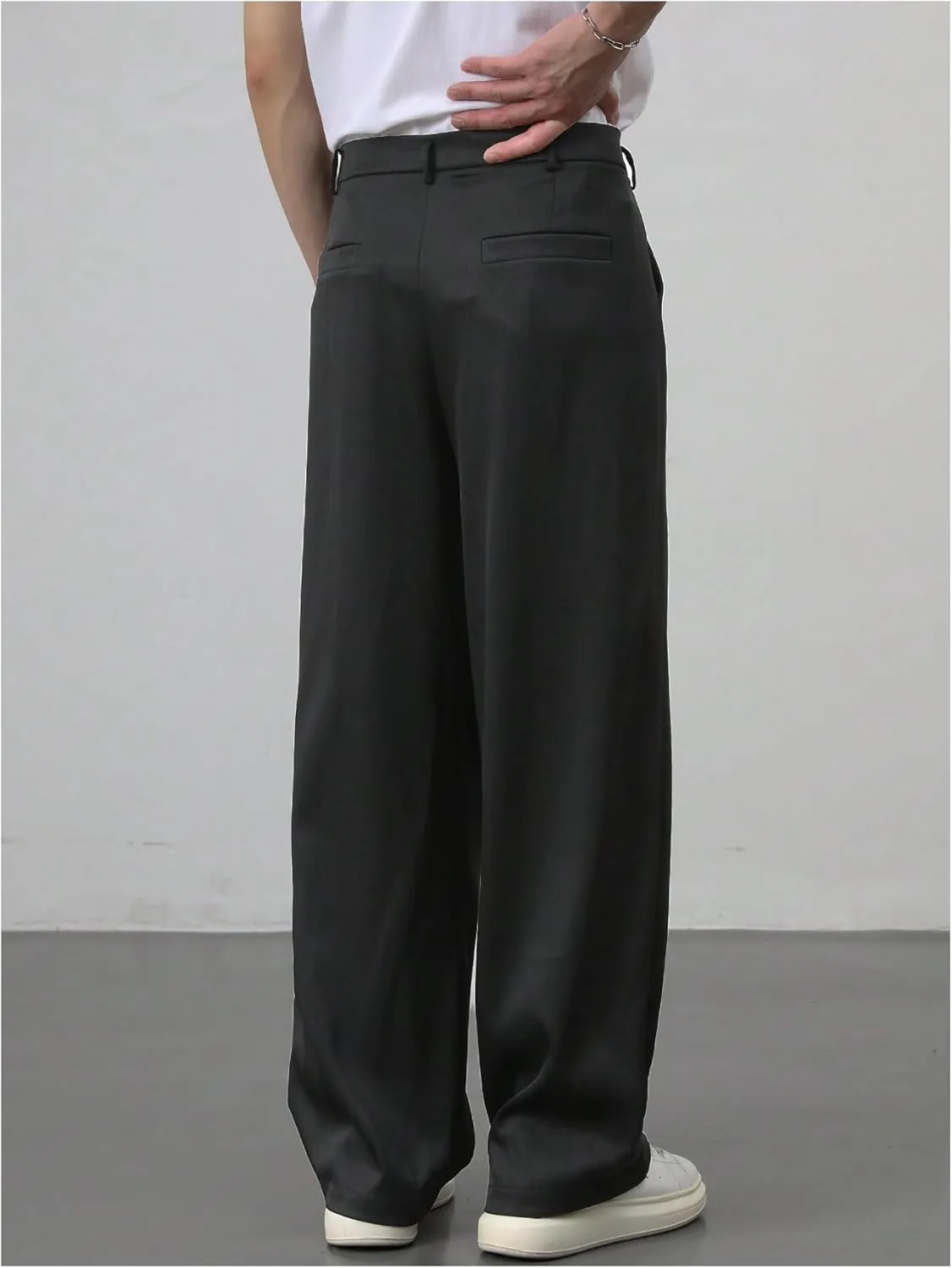 GORGLITTER Men's Baggy Wide Leg Dress Pant Straight Leg Suit Pant Lightweight Modern Fit Business Trousers