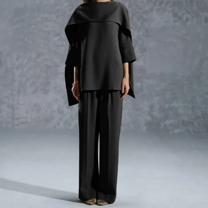 Graceful Shawl Neck Coord Set for Women J7067
