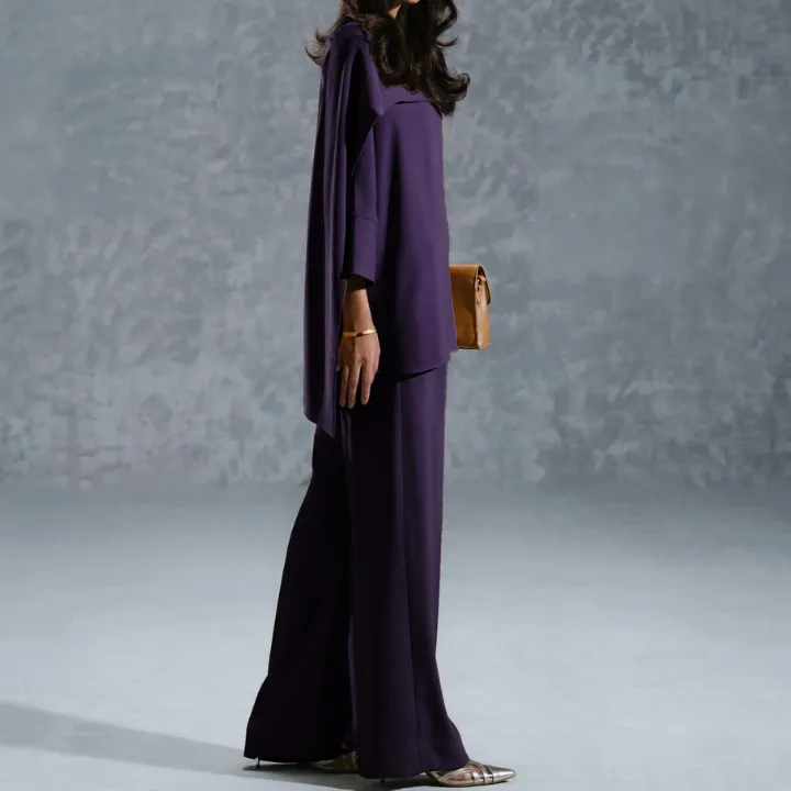 Graceful Shawl Neck Coord Set for Women J7067
