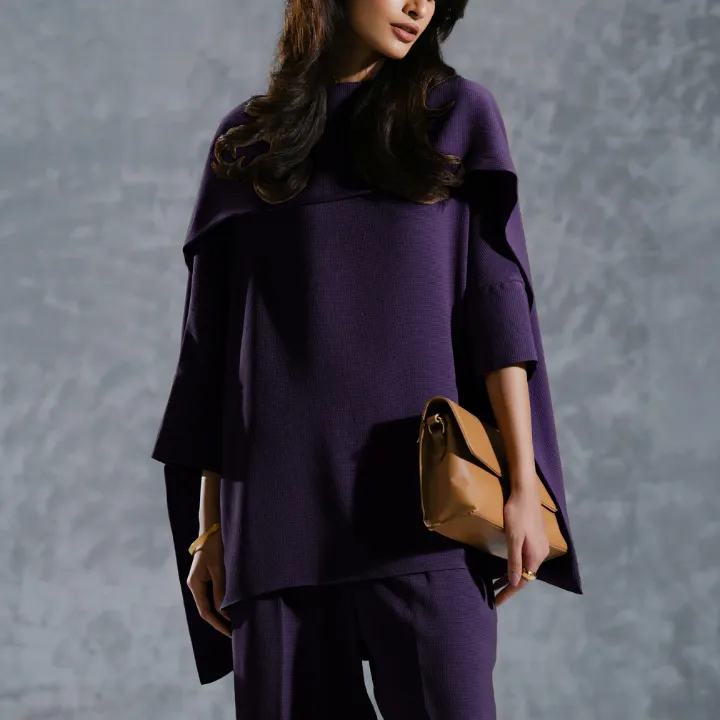 Graceful Shawl Neck Coord Set for Women J7067