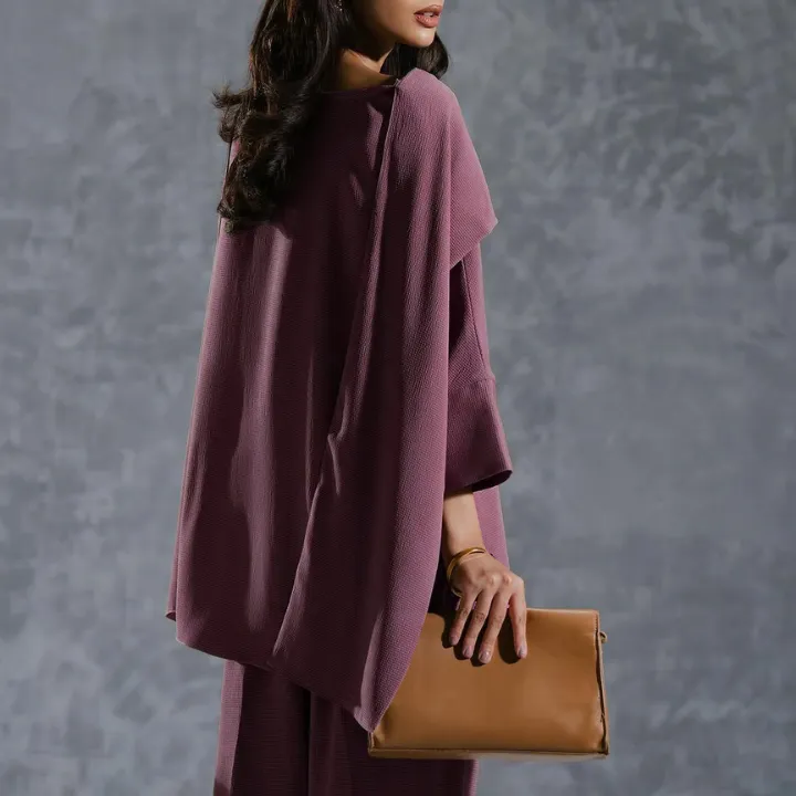 Graceful Shawl Neck Coord Set for Women J7067
