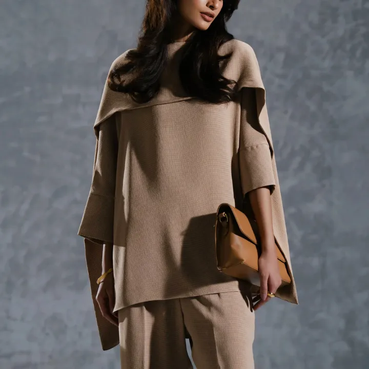 Graceful Shawl Neck Coord Set for Women J7067