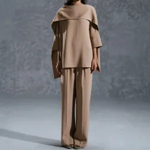 Graceful Shawl Neck Coord Set for Women J7067